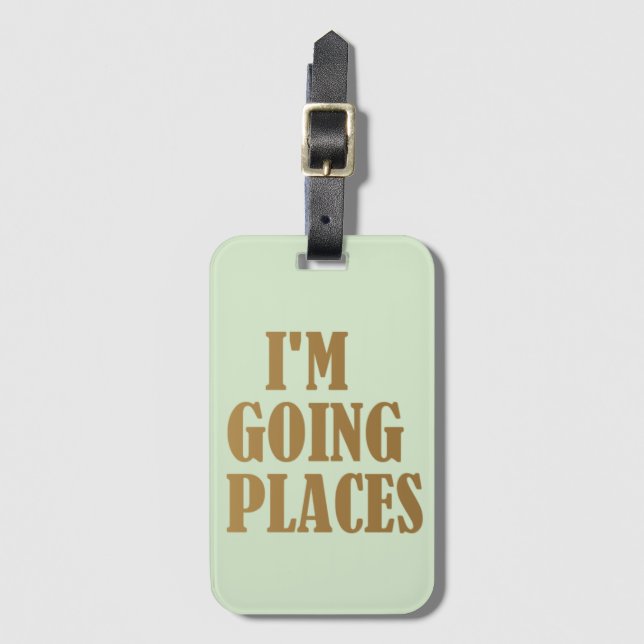 Étiquette À Bagage Monnaie verte personnalisée Gold Je vais aller des (Devant Vertical)