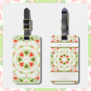 Étiquette À Bagage Monogram Bright Red Pretty Green Magic Star