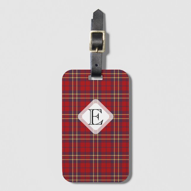 Étiquette À Bagage Monogram, Scottish Highland clan rouge plaid tarta (Devant Vertical)