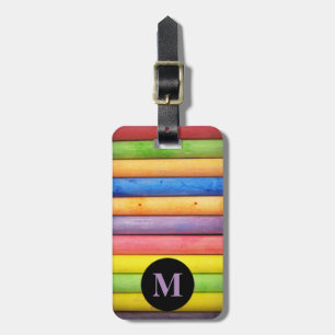 Étiquette À Bagage Monogram Travel Pastels craie arc-en-ciel Monogra