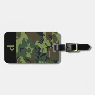 Étiquette À Bagage Monogram Vert Marron Noir Camo Camouflage Noir