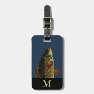 Étiquette À Bagage Monogram Voyage Tête de Carpe Gris Vert