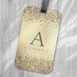 Étiquette À Bagage Monograme de Gold Glitter Foil<br><div class="desc">Personalize this gold glitter design with your name and monogram initial.</div>