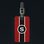 Étiquette À Bagage Monogramme<br><div class="desc">Marque de bagage monogramme pour le distingué gentleman en rouge,  noir et blanc</div>