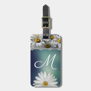 Étiquette À Bagage Monogramme à fleurs de marguerite avec garniture d