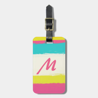 Étiquette À Bagage Monogramme aux coups de pinceau aquarelle modernes
