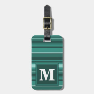 Étiquette À Bagage Monogramme bandes turquoises