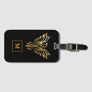 Étiquette À Bagage Monogramme Black & Gold Phoenix Rising