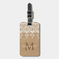 Monogramme blanc féminin rustique de dentelle de