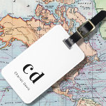 Étiquette À Bagage Monogramme blanc noir nom initiales moderne<br><div class="desc">Un arrière - plan blanc classique et chic. Personnalisez et ajoutez vos initiales de monogramme écrites avec des lettres en bloc et votre nom en noir. Moderne,  tendance et simple. Retour : ajoutez vos coordonnées.</div>