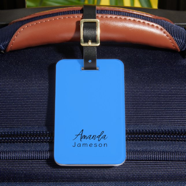 Étiquette À Bagage Monogramme bleu clair doux Nom complet (Insitu Rectoal 2)