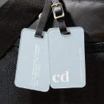Étiquette À Bagage Monogramme bleu clair mou<br><div class="desc">Faites de votre voyage un voyage élégant grâce à ces étiquettes personnalisées. Parfaits pour tout voyageur, ces étiquettes de bagages personnalisées ajoutent une touche unique, ce qui facilite la repérage de votre sac. Ces étiquettes sont idéales pour les idées cadeaux de Noël, que ce soit pour les adolescentes ou les...</div>