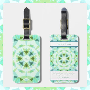 Étiquette À Bagage Monogramme Bleu mignon Plutôt Vert Magic Star Girl