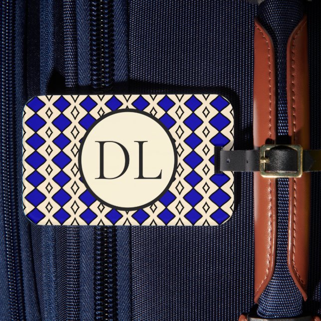 Étiquette À Bagage Monogramme bleu royal (Insitu Rectoal 4)