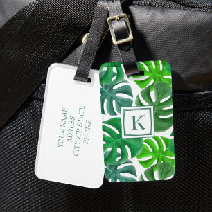 Étiquette À Bagage Monogramme Botanique Moderne