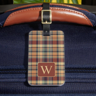 Étiquette À Bagage Monogramme Brown chaud et plaqué crème