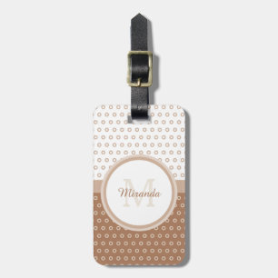 Étiquette À Bagage Monogramme Brown et blanc avec nom