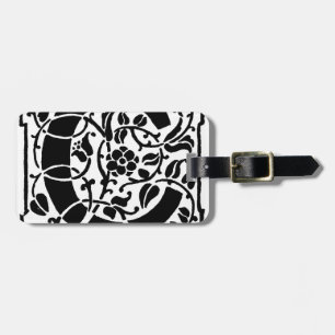 Étiquette À Bagage Monogramme C initial. Nom floral Motif Customisé
