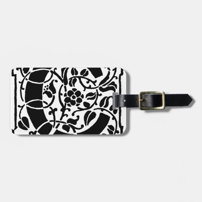 Étiquette À Bagage Monogramme C initial. Nom floral Motif Customisé (Devant horizontal)