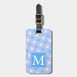 Étiquette À Bagage Monogramme Cercles bleu électrique motif