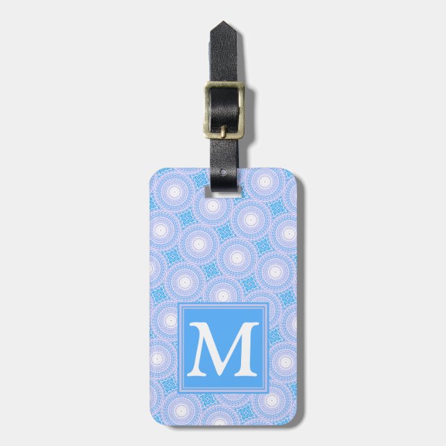 Étiquette À Bagage Monogramme Cercles bleu électrique motif (Devant Vertical)