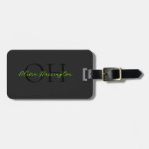 Monogramme Classique Moderne Noir et Vert Script