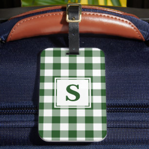 Étiquette À Bagage Monogramme classique Motif blanc de buffle vert