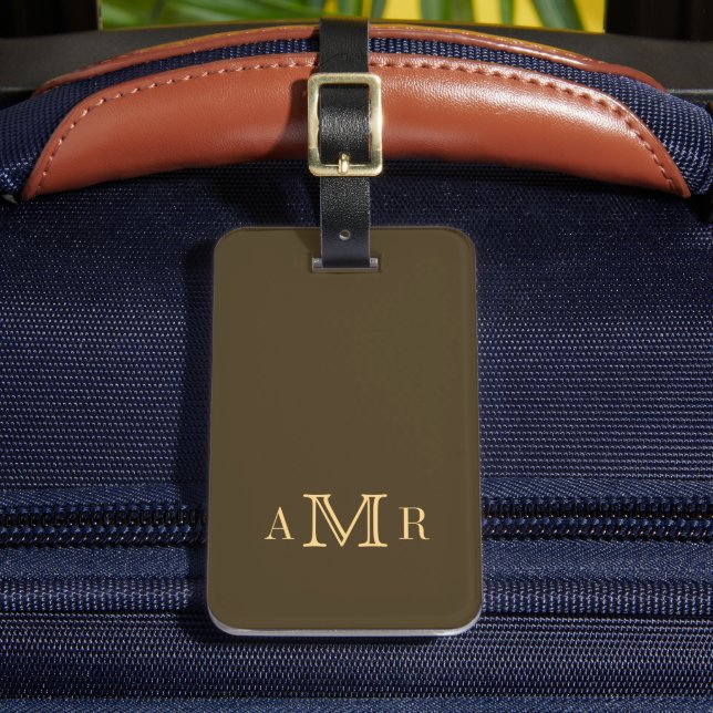 Étiquette À Bagage Monogramme classique personnalisé Brown (Insitu Rectoal 2)