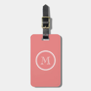 Étiquette À Bagage Monogramme coloré à extrémité élevé de corail