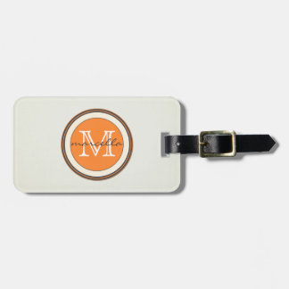 Étiquette À Bagage Monogramme crème texturisé d'orange d'arrière -