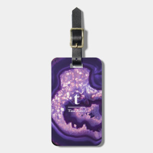 Étiquette À Bagage Monogramme d'âge mauve