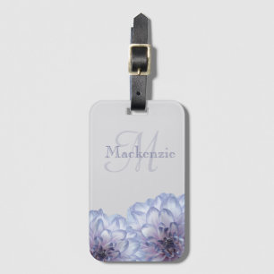 Étiquette À Bagage Monogramme Dahlia Fleurs Lilac Grey Nom Personnali