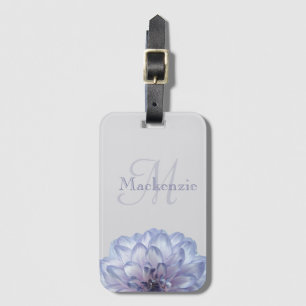 Étiquette À Bagage Monogramme Dahlia Fleurs Lilac Grey Nom Personnali