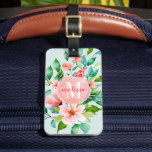 Étiquette À Bagage Monogramme d'aquarelle florale Paradise<br><div class="desc">Des étiquettes élégantes imprimées sur mesure font un merveilleux cadeau pour les amis sur le coup, une mariée mariée ou simplement vous régaler avant votre prochaine grande aventure. Ce design branché et amusant présente des fleurs tropicales colorées peintes sur un arrière - plan à la menthe pastel. Personnalisez-le avec votre...</div>