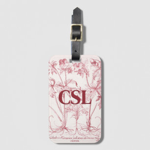 Étiquette À Bagage Monogramme d'art Vintage rose