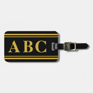 Étiquette À Bagage Monogramme de base (or)
