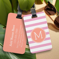 Monogramme de corail Motif à rayures rose et blanc