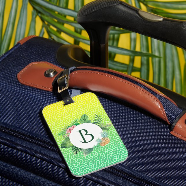 Étiquette À Bagage Monogramme de couronne de faune tropicale et d'éca (Insitu Rectoal 1)