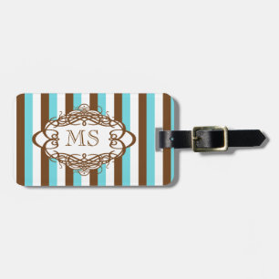Étiquette À Bagage Monogramme de cru de rayure de sucrerie