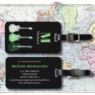 Étiquette À Bagage Monogramme de guitare électrique Coordonnées