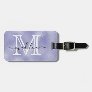 Étiquette À Bagage Monogramme de huile violette moderne Nom Script in