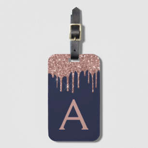 Étiquette À Bagage Monogramme de la Parties scintillant bleue de la M