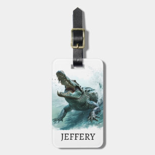 Étiquette À Bagage Monogramme de l'alligator de reptile crocodile