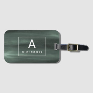 Étiquette À Bagage Monogramme de l'aquarelle de pins de Milou