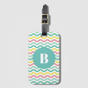 Étiquette À Bagage Monogramme de Motif clair et coloré