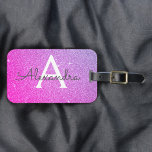 Étiquette À Bagage Monogramme de nom en paillettes rose - violet<br><div class="desc">Étiquette de bagage à monogramme et initiale en paillettes pastel ombré rose et violet. Cette étiquette de bagage est parfaite pour la rentrée scolaire, le travail ou les voyages. L'étiquette de bagage rose et violet fait également un excellent cadeau de fête pour les mariages, les anniversaires, les douches de mariée,...</div>
