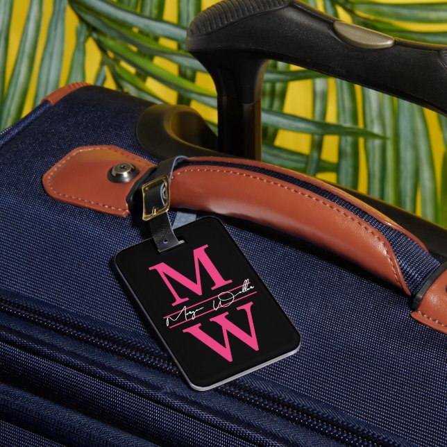 Étiquette À Bagage Monogramme de nom initial personnalisé pour voyage (Insitu Rectoal 1)