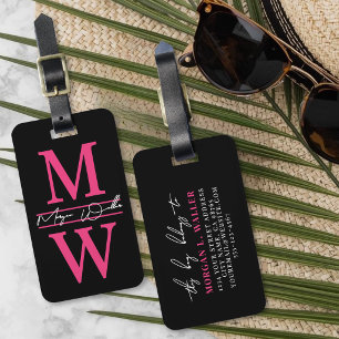 Étiquette À Bagage Monogramme de nom initial personnalisé pour voyage