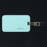 Étiquette À Bagage Monogramme de nom moderne écriture girly bleu sarc<br><div class="desc">Monogramme bleu sarcelle aqua Ajoutez votre propre nom écriture Étiquette de bagage La étiquette de bagage fait le parfait cadeau pour un 16e anniversaire,  un mariage,  une douche de mariée,  une baby shower ou une soirée bachelorette pour quelqu'un qui décore sa chambre avec style.</div>