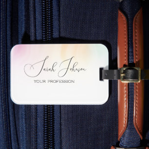 Étiquette À Bagage Monogramme de nom Pastels à l'aquarelle élégants
